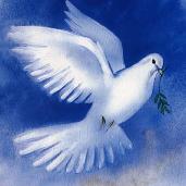 Let There Be Peace On Earth. - Flying dove with olive twig.